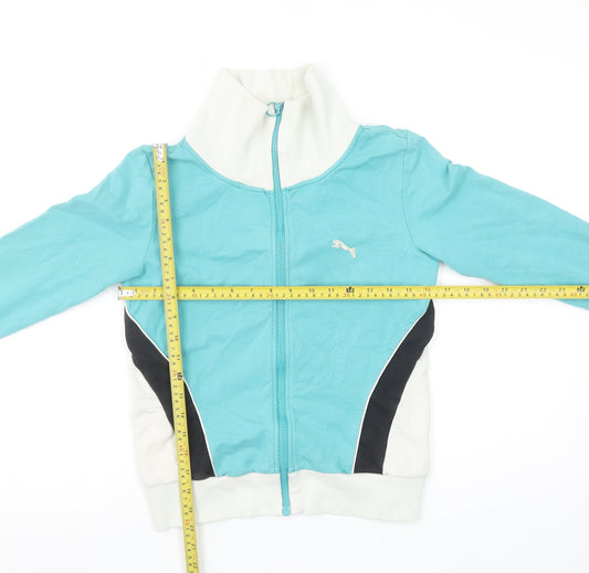 Puma Women's Blue Full Zip Sweatshirt Size 10 UK Lightweight Logo