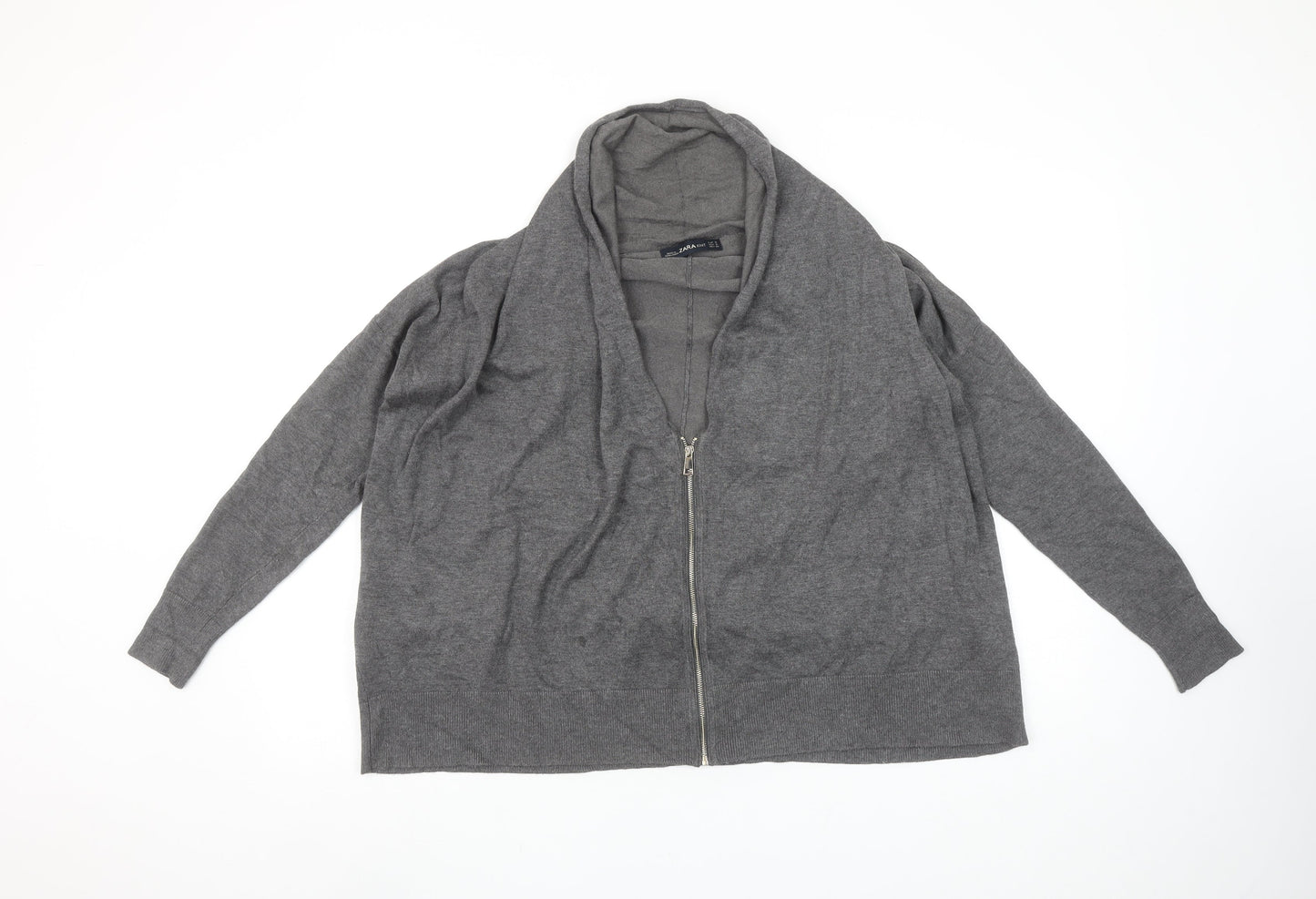 Womens UK Size S Zara Grey Full Zip Jumper