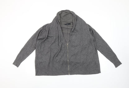 Womens UK Size S Zara Grey Full Zip Jumper