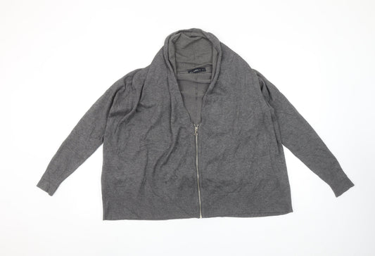 Womens UK Size S Zara Grey Full Zip Jumper