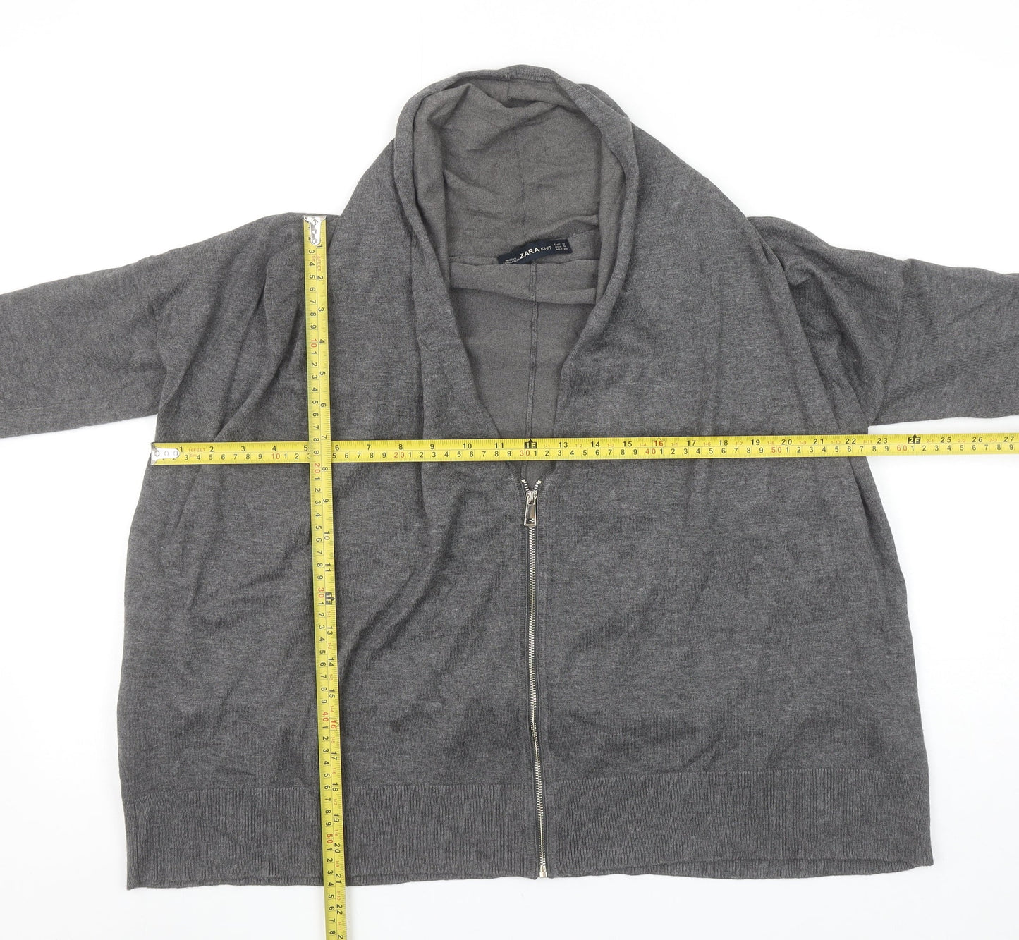Womens UK Size S Zara Grey Full Zip Jumper