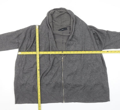 Womens UK Size S Zara Grey Full Zip Jumper