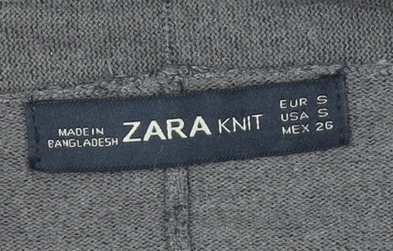 Womens UK Size S Zara Grey Full Zip Jumper