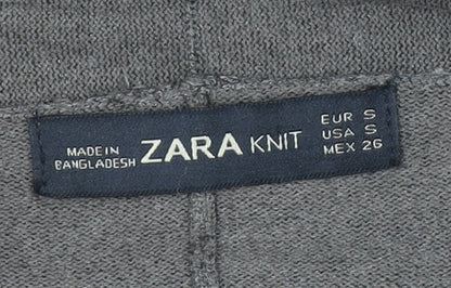 Womens UK Size S Zara Grey Full Zip Jumper