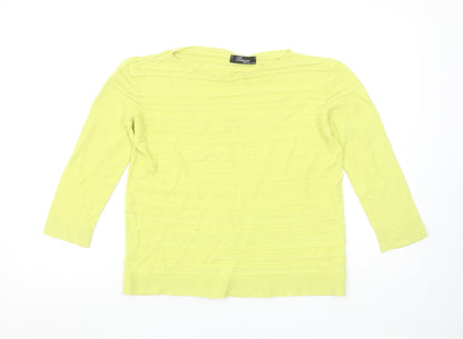 Peruzzi Women Yellow Viscose Knit 3/4 Sleeve Pullover Jumper Size 12