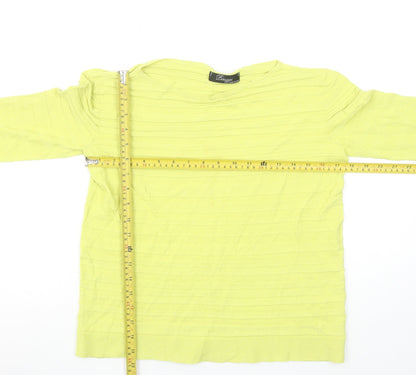Peruzzi Women Yellow Viscose Knit 3/4 Sleeve Pullover Jumper Size 12