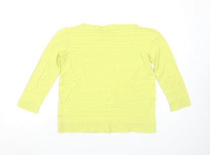 Peruzzi Women Yellow Viscose Knit 3/4 Sleeve Pullover Jumper Size 12
