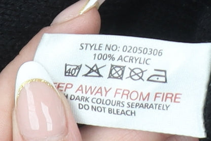 Cargo Quay Men's Black Geometric Knit Jumper L Crew Neck Pullover