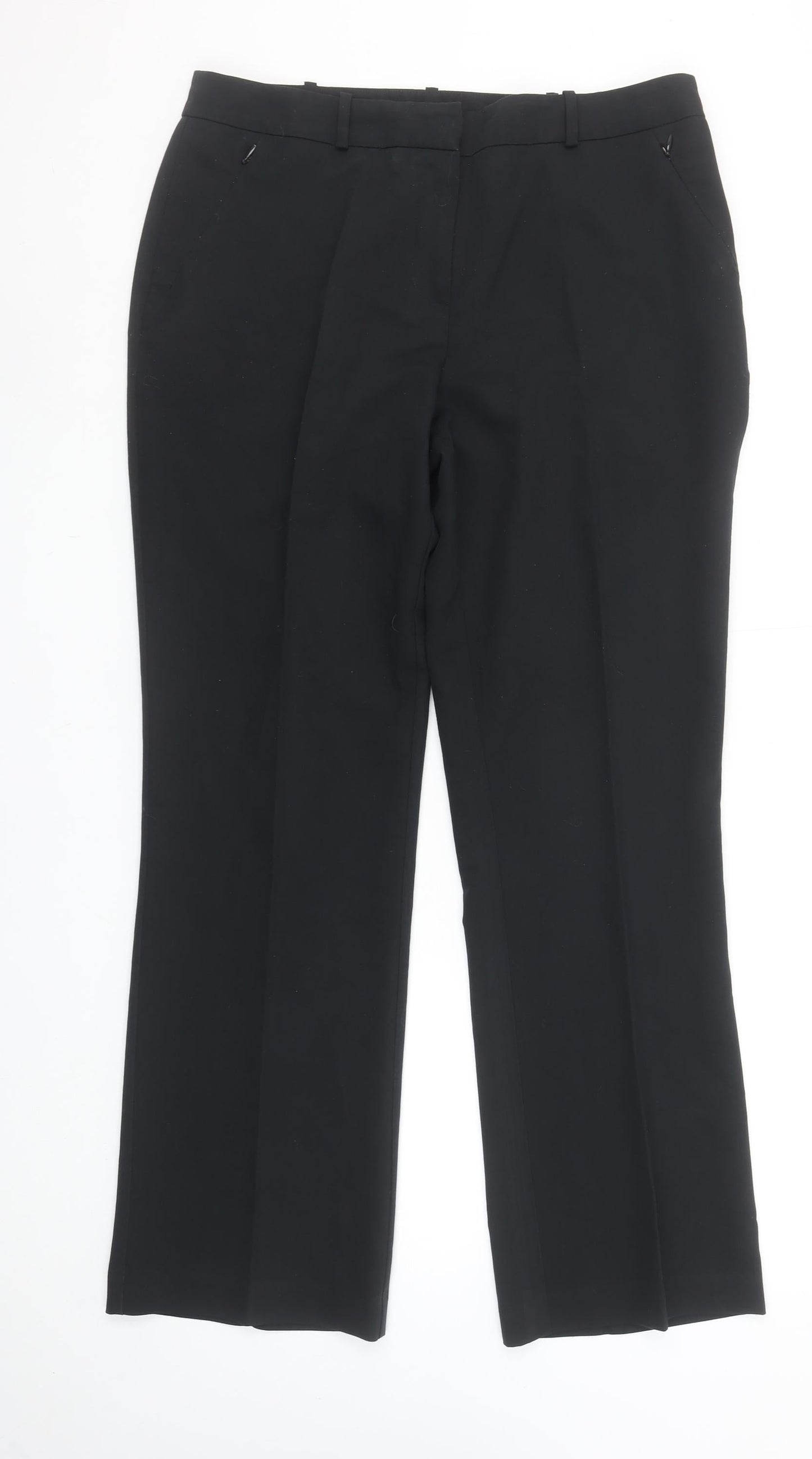 Womens UK Size 12 Dunnes Regular Fit Dress Pants Black Trousers