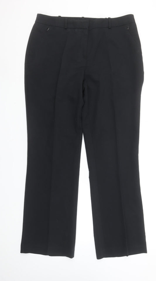Womens UK Size 12 Dunnes Regular Fit Dress Pants Black Trousers