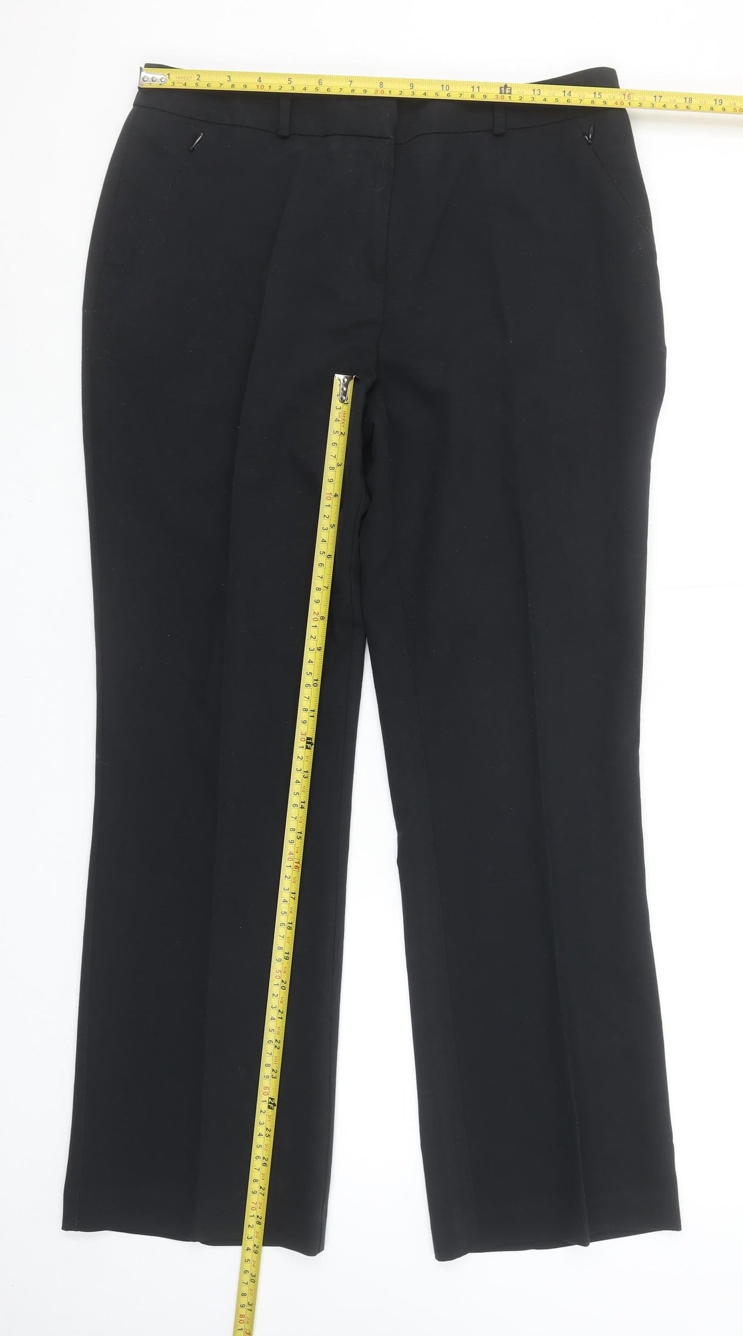 Womens UK Size 12 Dunnes Regular Fit Dress Pants Black Trousers