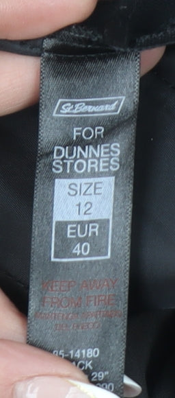 Womens UK Size 12 Dunnes Regular Fit Dress Pants Black Trousers