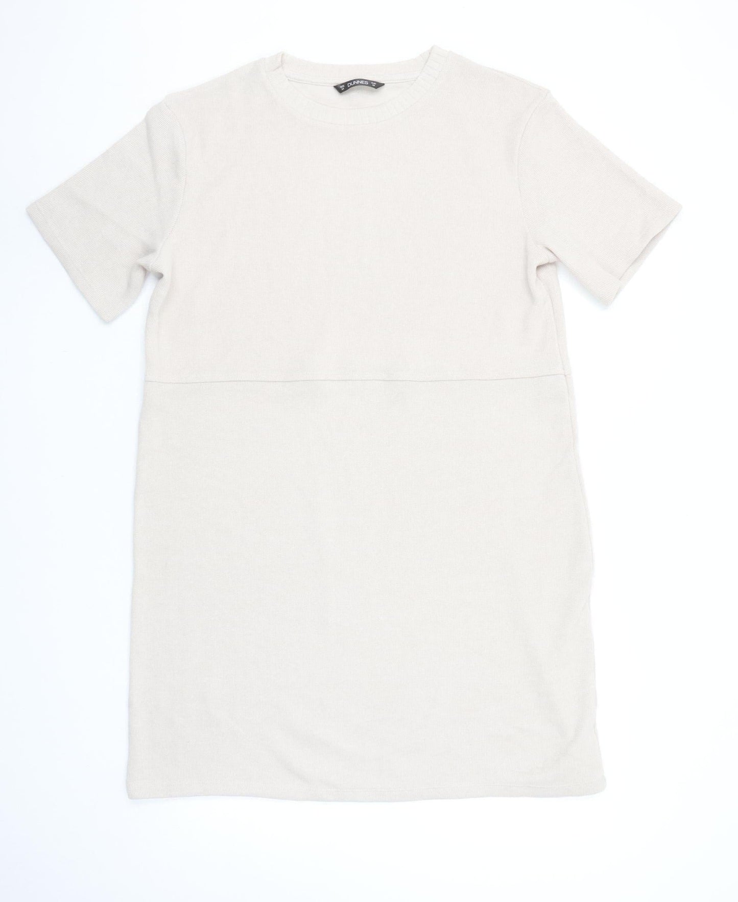 Dunnes Women’s Beige Knit Short Sleeve T-Shirt Dress M