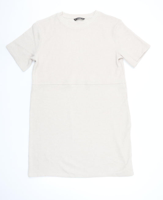 Dunnes Women’s Beige Knit Short Sleeve T-Shirt Dress M
