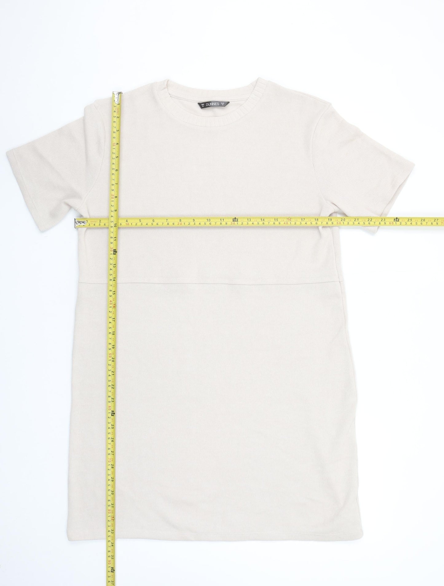 Dunnes Women’s Beige Knit Short Sleeve T-Shirt Dress M