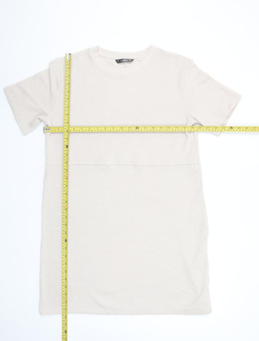 Dunnes Women’s Beige Knit Short Sleeve T-Shirt Dress M