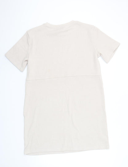 Dunnes Women’s Beige Knit Short Sleeve T-Shirt Dress M