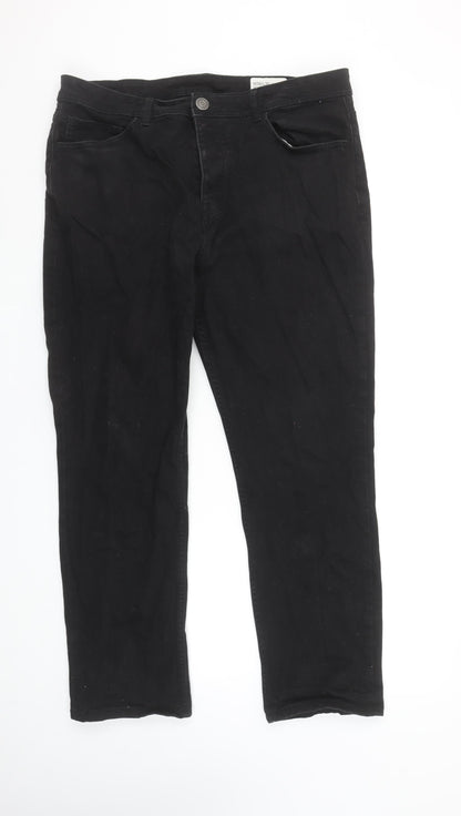 Denim Co. Mens Black Straight Stretch Jeans W38 L30