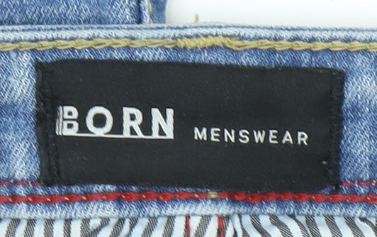 Mens UK Size L BORN Regular Fit Straight Blue Jeans