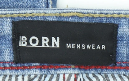 Mens UK Size L BORN Regular Fit Straight Blue Jeans