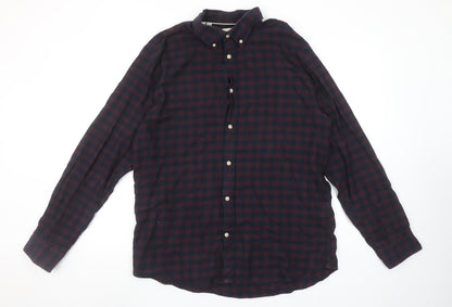 Selected Homme Men's Blue Check Slim Fit Cotton Flannel Shirt XL