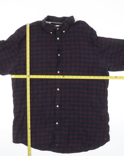 Selected Homme Men's Blue Check Slim Fit Cotton Flannel Shirt XL
