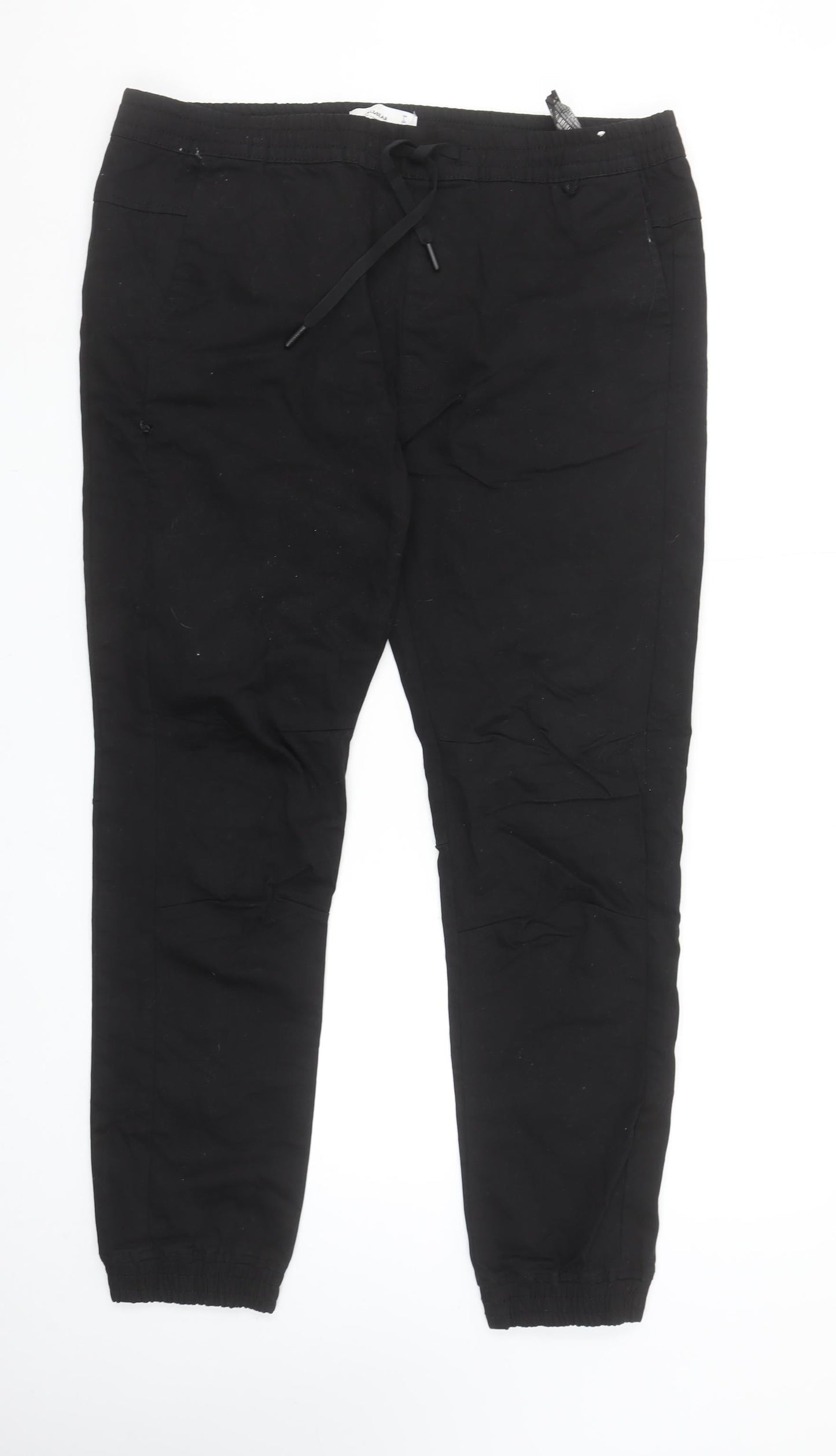 Pull & Bear Men's Black Jogger Trousers Size L 34in Waist Cotton