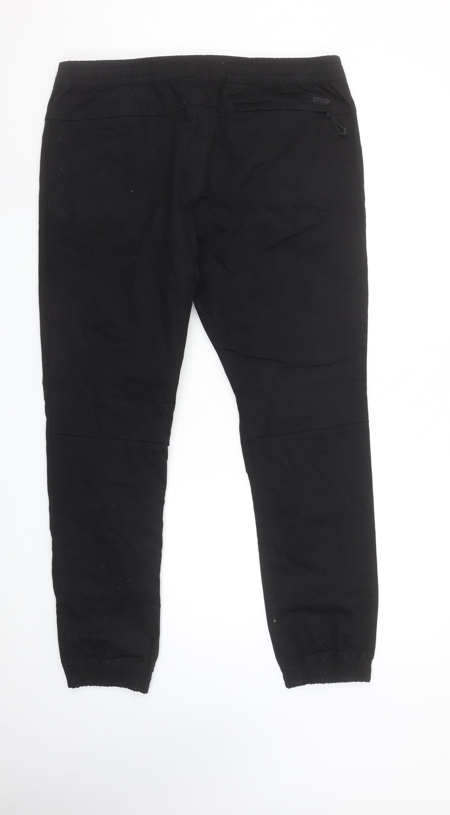 Pull & Bear Men's Black Jogger Trousers Size L 34in Waist Cotton