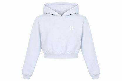 11 Degrees Womens Blue Cropped Pullover Hoodie Uk 6 Cotton Blend