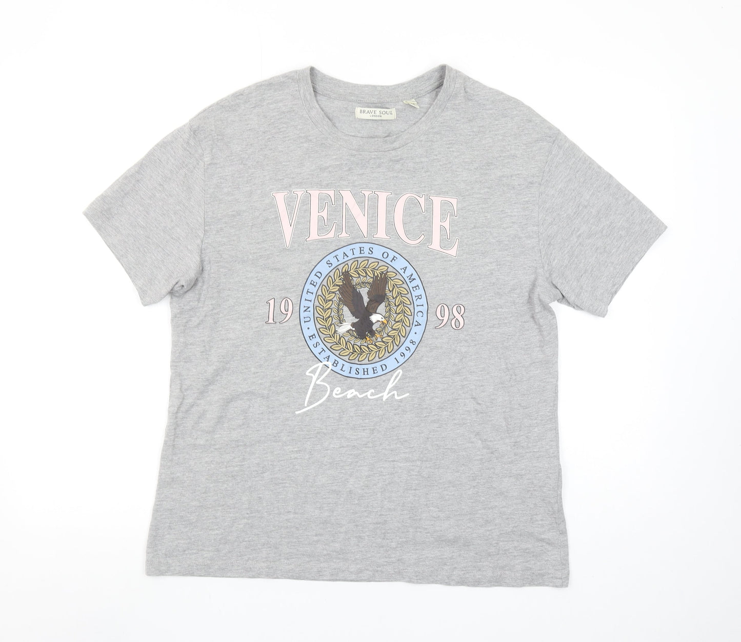 Womens UK Size M Brave Soul Grey Basic T-Shirt