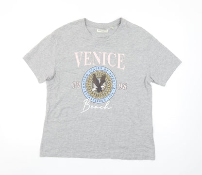 Womens UK Size M Brave Soul Grey Basic T-Shirt
