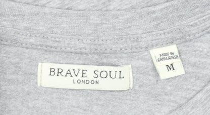 Womens UK Size M Brave Soul Grey Basic T-Shirt