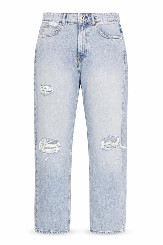 Collusion Women's Blue Distressed Mom Jeans Size W30 Relaxed Fit