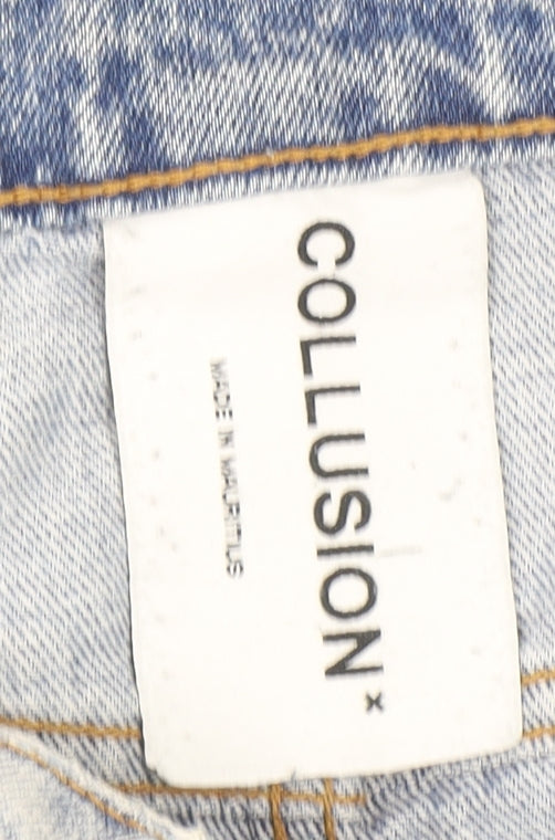 COLLUSION Women's Blue Distressed Mom Jeans Size W30 Relaxed Fit