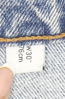 COLLUSION Women's Blue Distressed Mom Jeans Size W30 Relaxed Fit