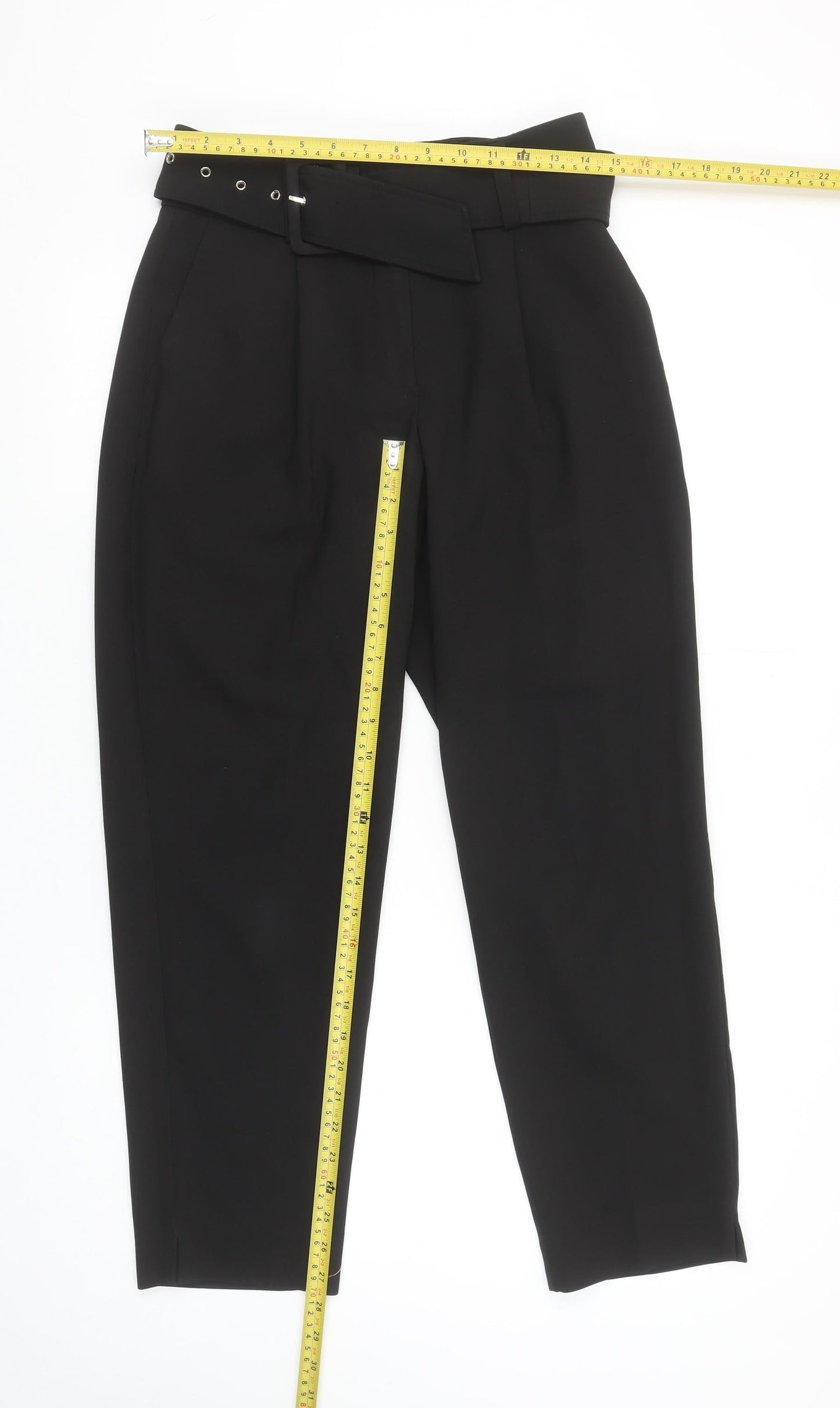 Primark Womens Black Paperbag Tapered Trousers Size 6