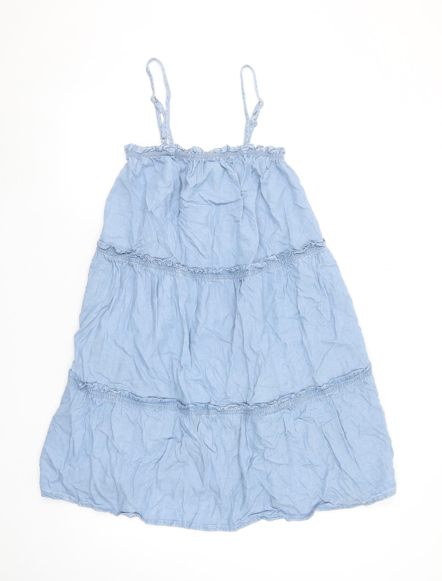 Primark Women Blue Lyocell Midi Slip Dress Size 12 Summer Casual