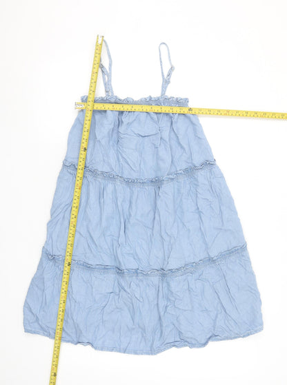 Primark Women Blue Lyocell Midi Slip Dress Size 12 Summer Casual