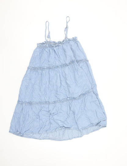 Primark Women Blue Lyocell Midi Slip Dress Size 12 Summer Casual