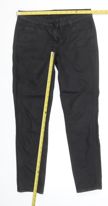 F&F Women Black Size 10R Slim Trousers Cotton Blend Stretch