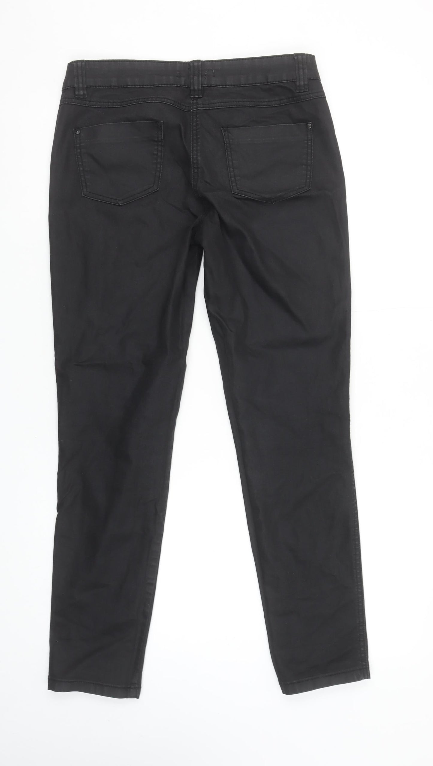 F&F Women Black Size 10R Slim Trousers Cotton Blend Stretch