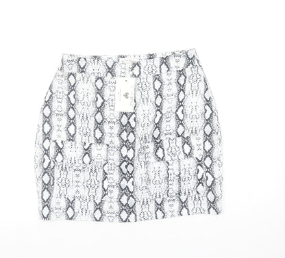 In The Style Womens Black Snake Print Stretch Mini Skirt Size 10