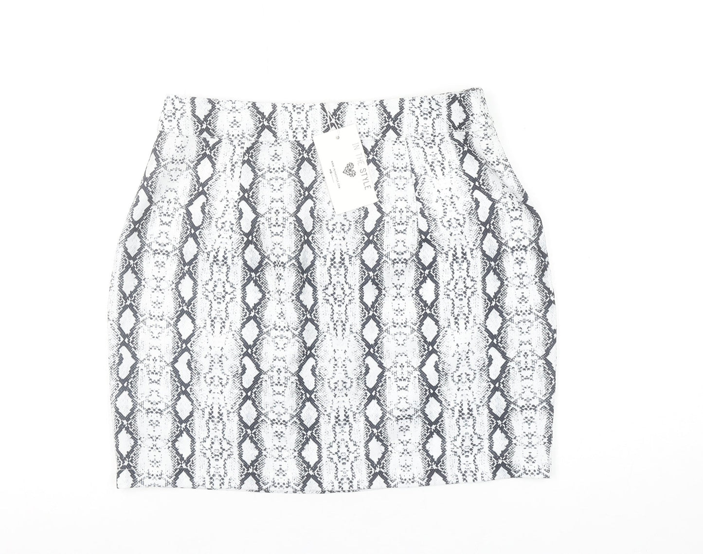 In The Style Womens Black Snake Print Stretch Mini Skirt Size 10