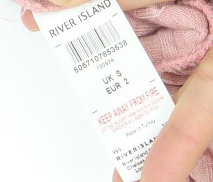 Womens UK Size S River Island Pink Pullover Hoodie