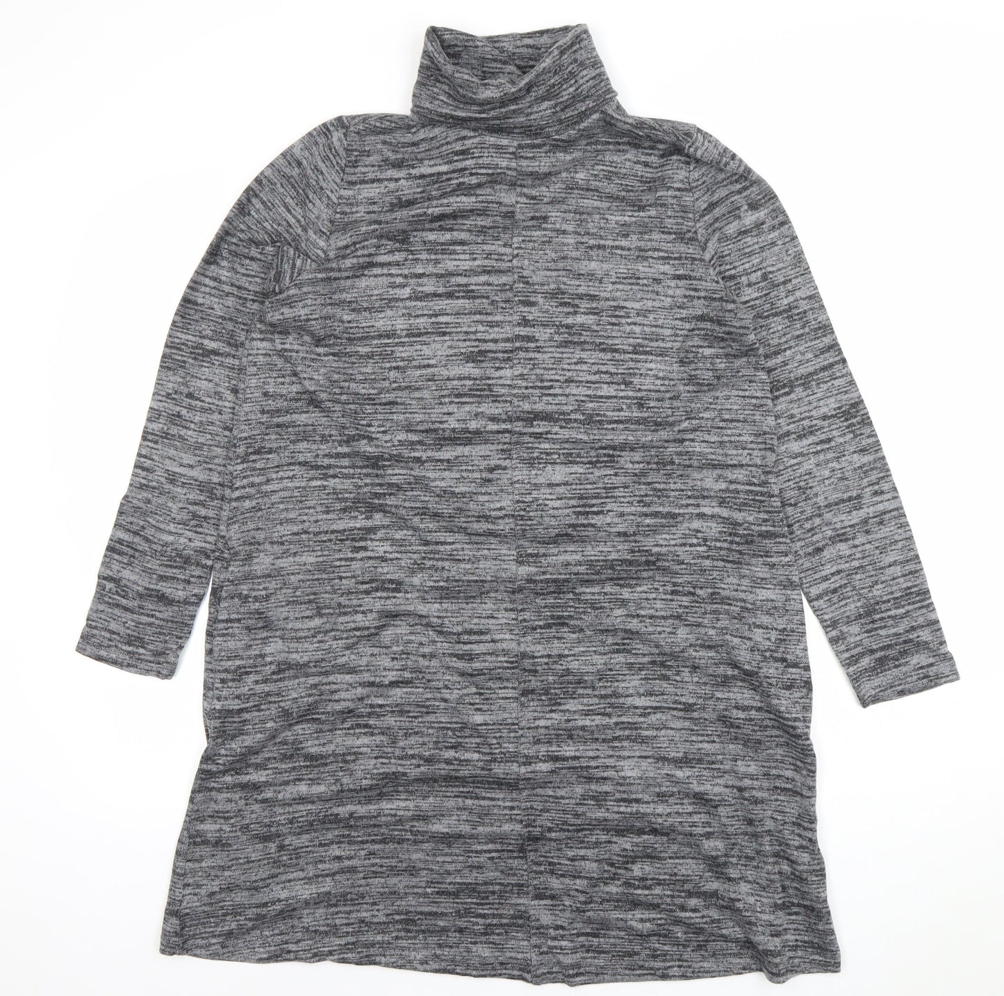 Marks and Spencer Womens Grey Marl Roll Neck Knit Dress Size 14