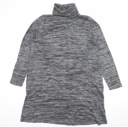 Marks and Spencer Womens Grey Marl Roll Neck Knit Dress Size 14