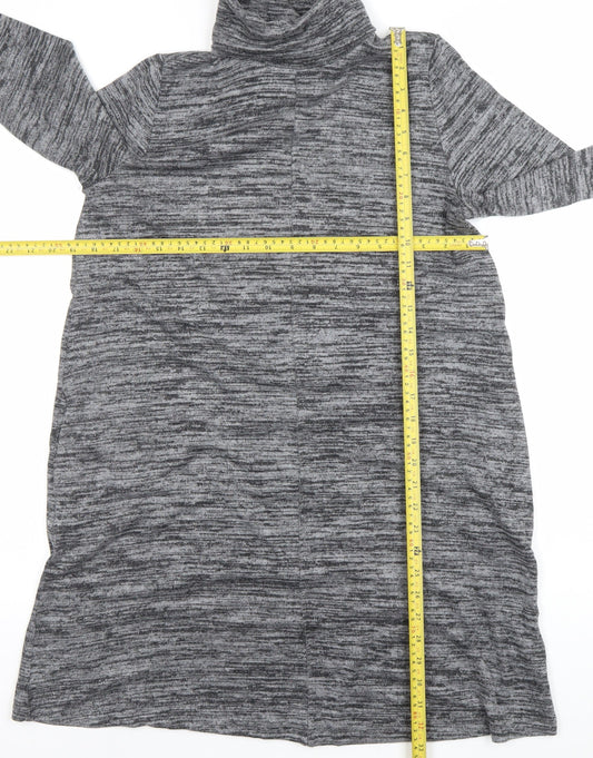 Marks and Spencer Womens Grey Marl Roll Neck Knit Dress Size 14