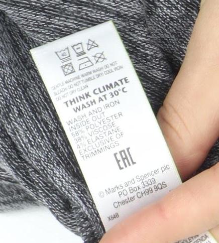 Marks and Spencer Womens Grey Marl Roll Neck Knit Dress Size 14