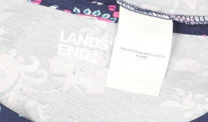 Lands' End Womens Blue Paisley Cotton Short Sleeve T-Shirt Size L