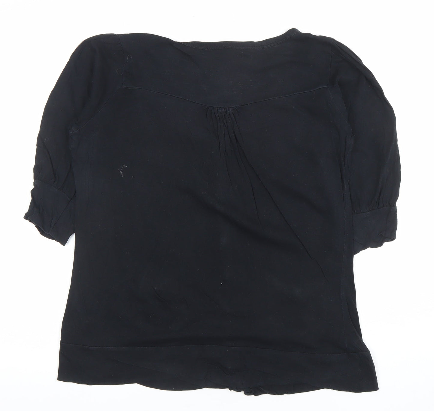 Denim Co Women’s Black 3/4 Sleeve Cotton Button-Up Top Size 14